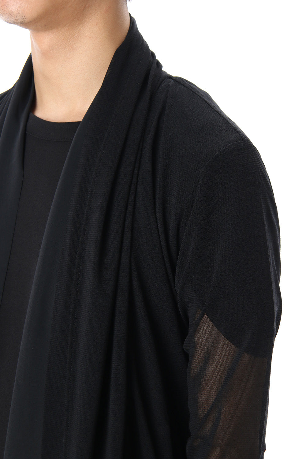 Layered Flare Cardigane Black x Black