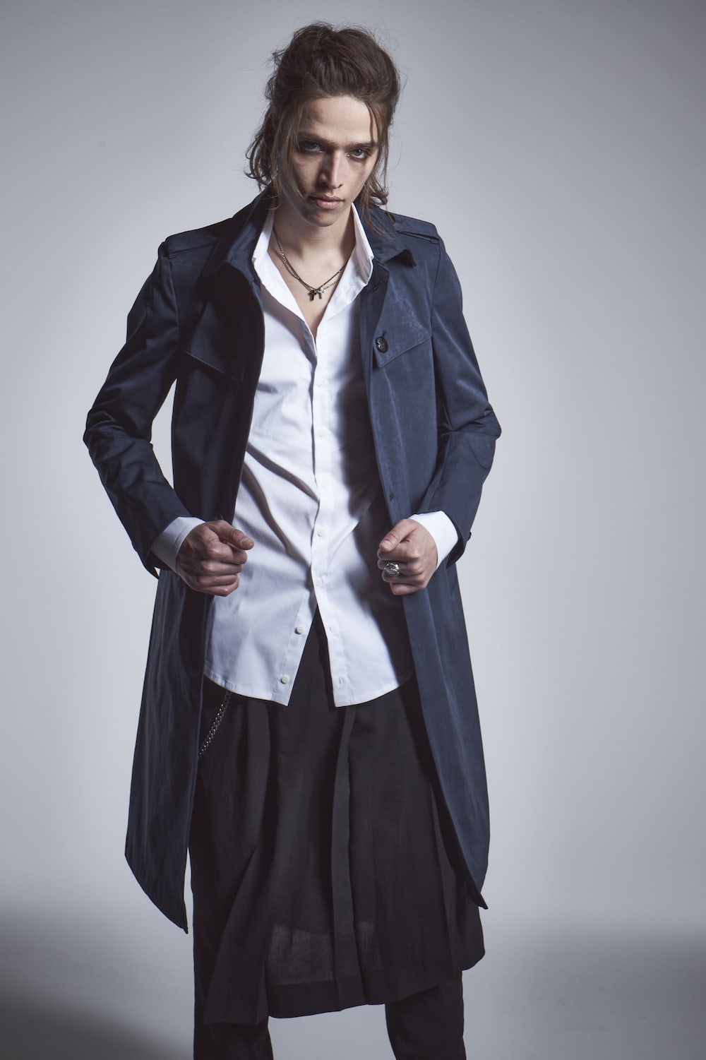 Single Trench Coat Navy