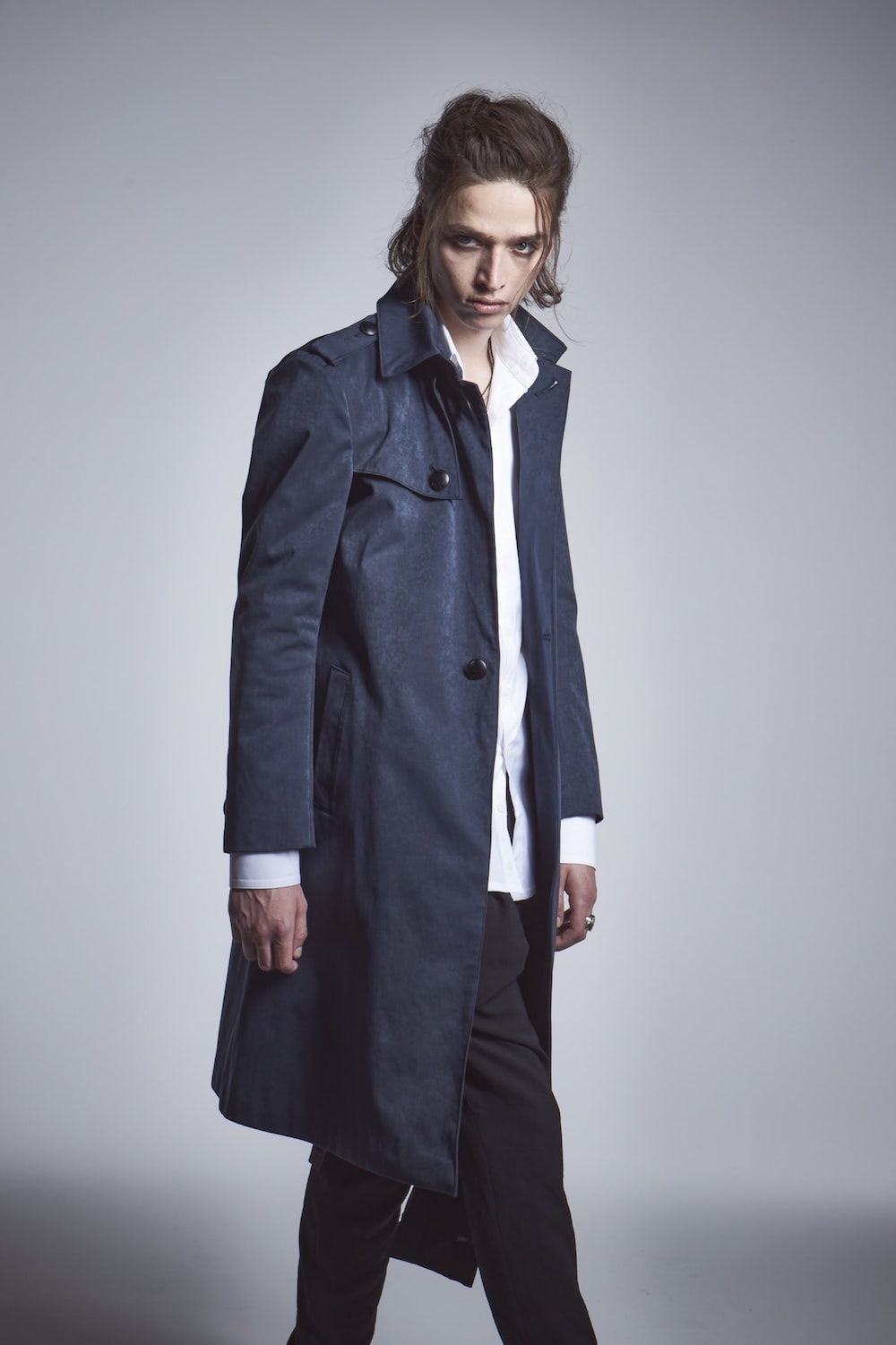 Single Trench Coat Navy