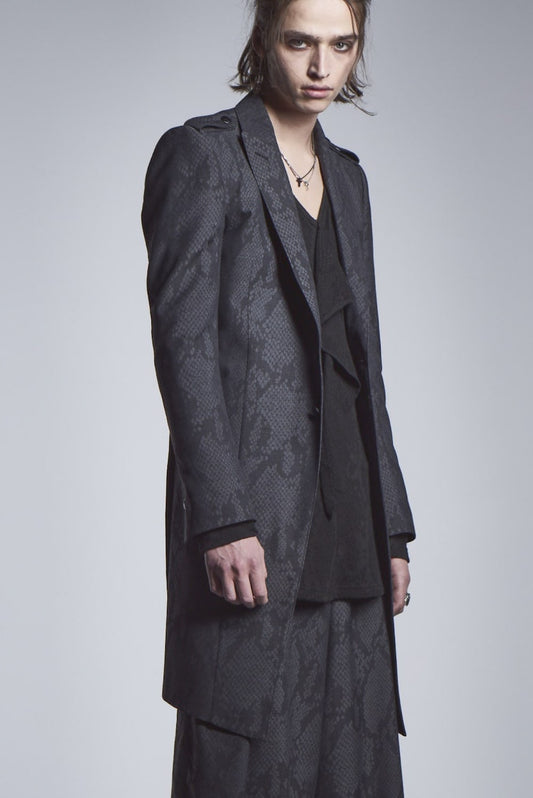 Epaulet Long Jacket Black × Gray