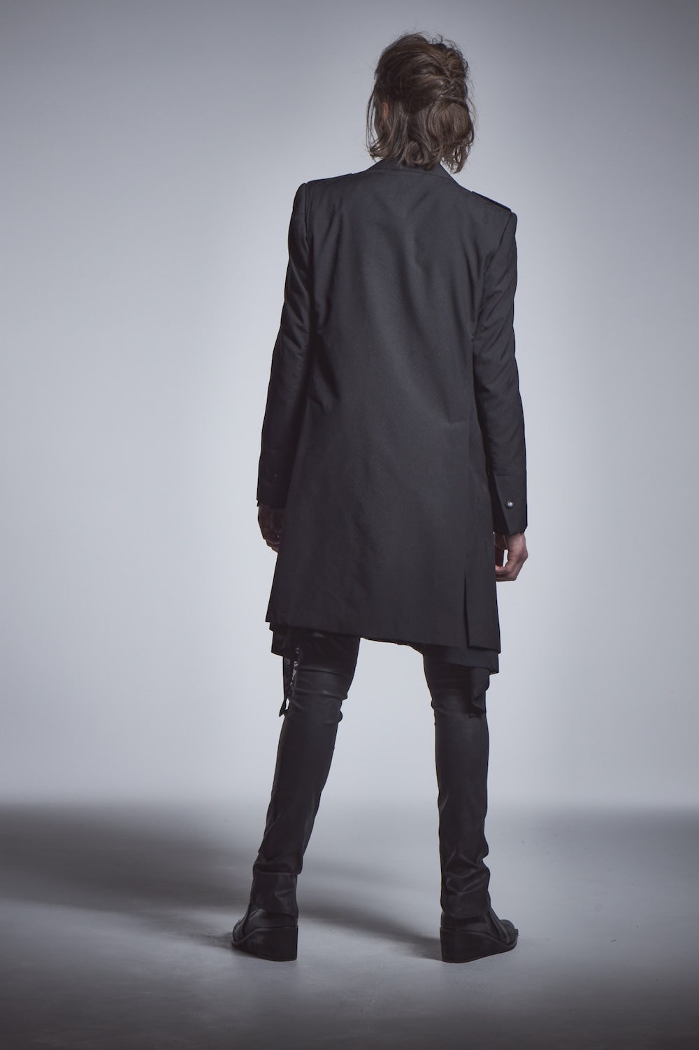 Epaulet Long Jacket Black × Black