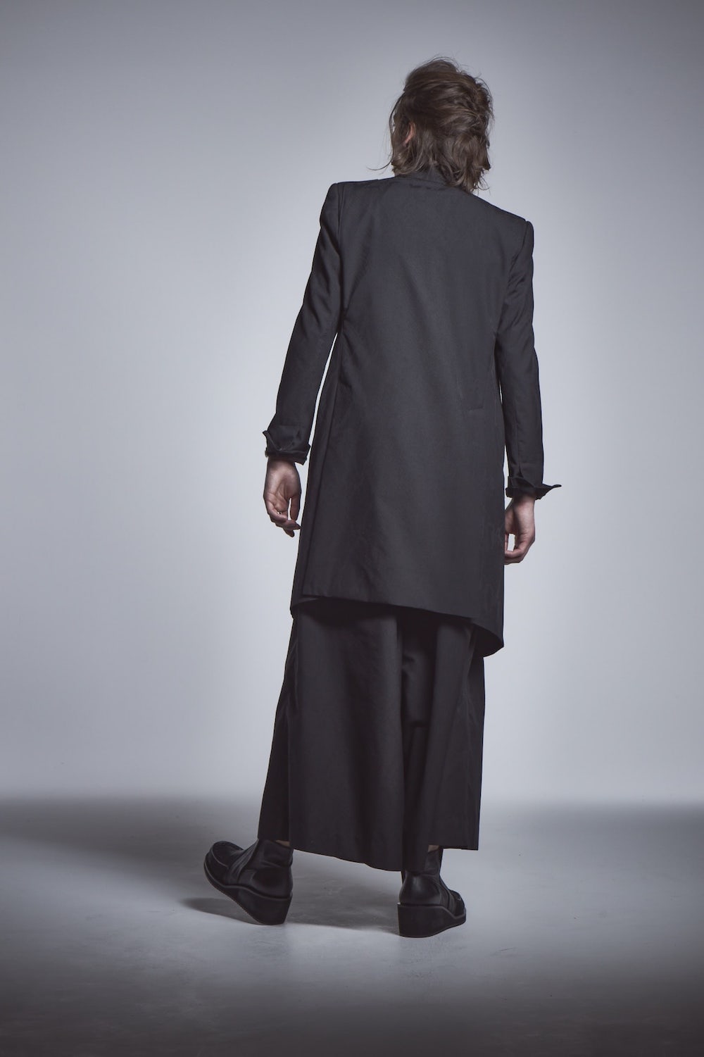 Epaulet Long Jacket Black × Black