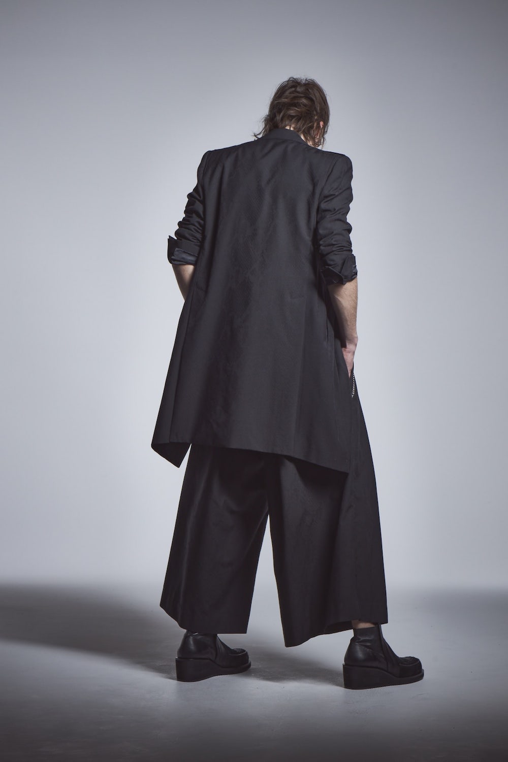 Epaulet Long Jacket Black × Black