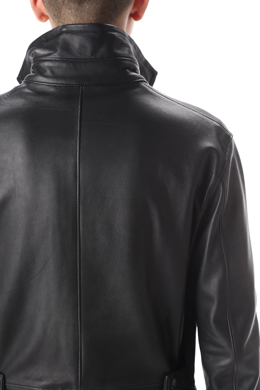 Frill Leather Long Shirts Black