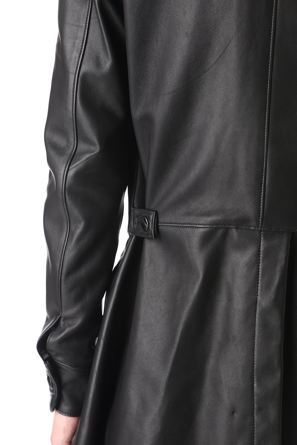 Frill Leather Long Shirts Black