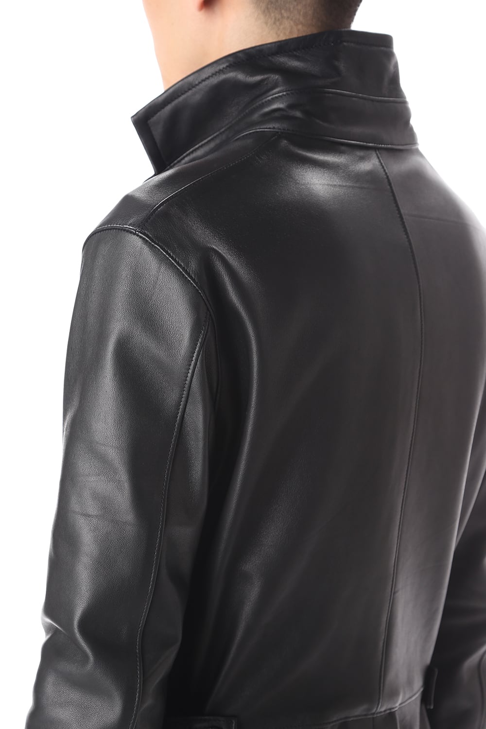 Frill Leather Long Shirts Black