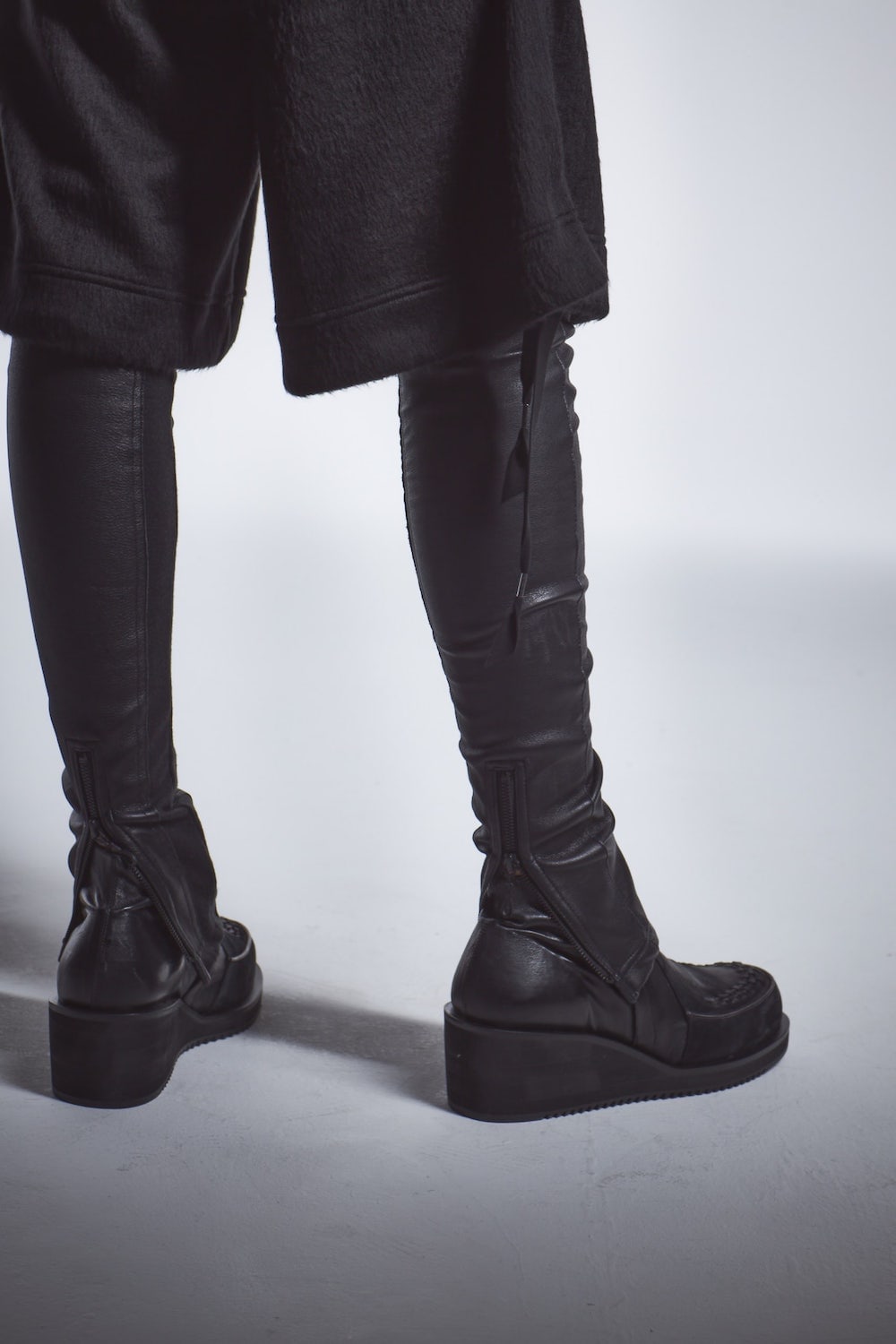 Zip Slit Leather Leggings