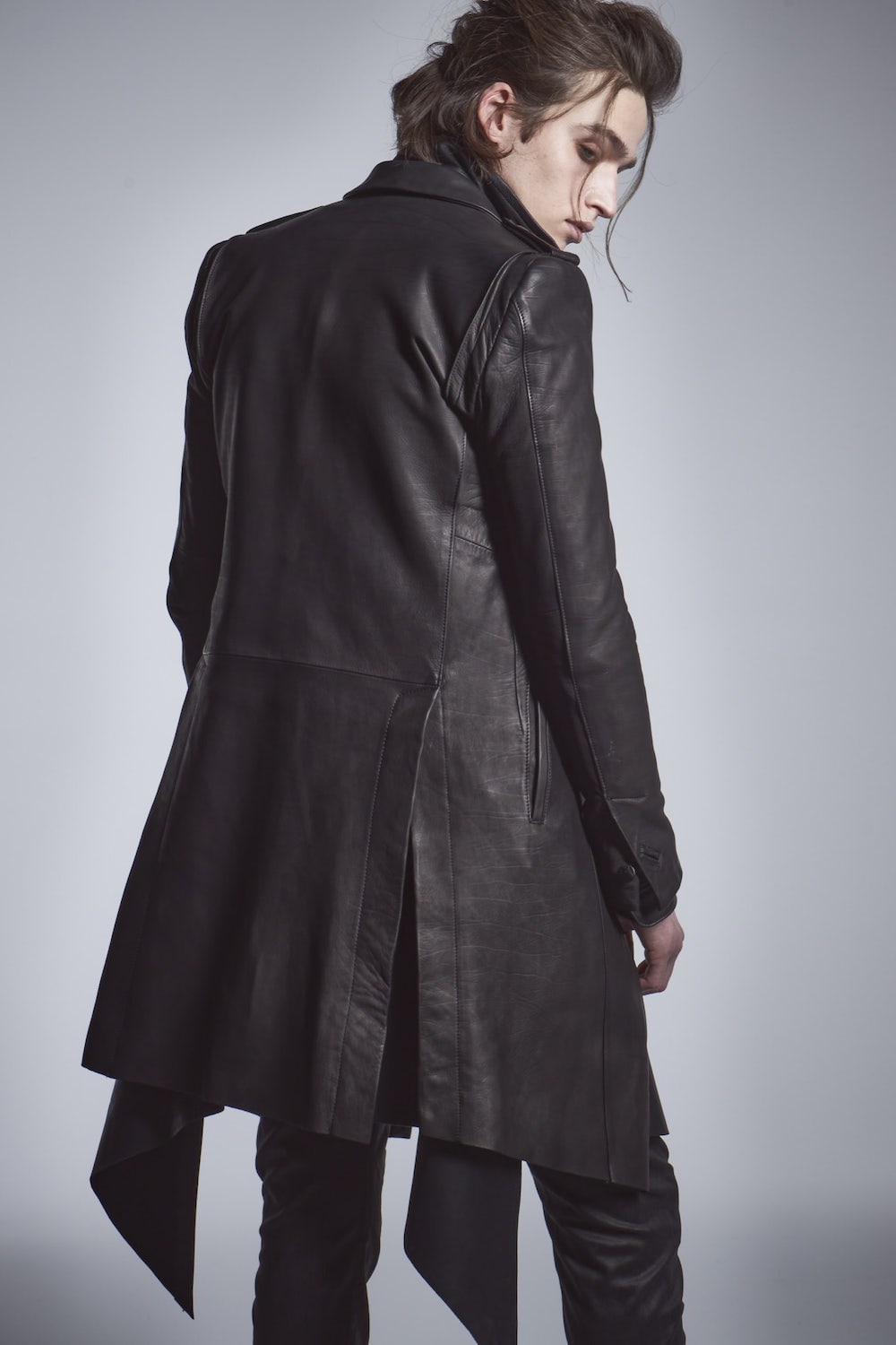 Leather Epaulet Long Jacket