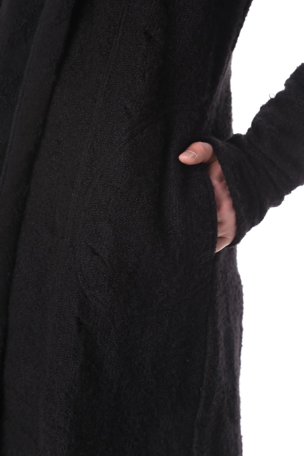 フリンジショールカーディガン ブラック×ブラック