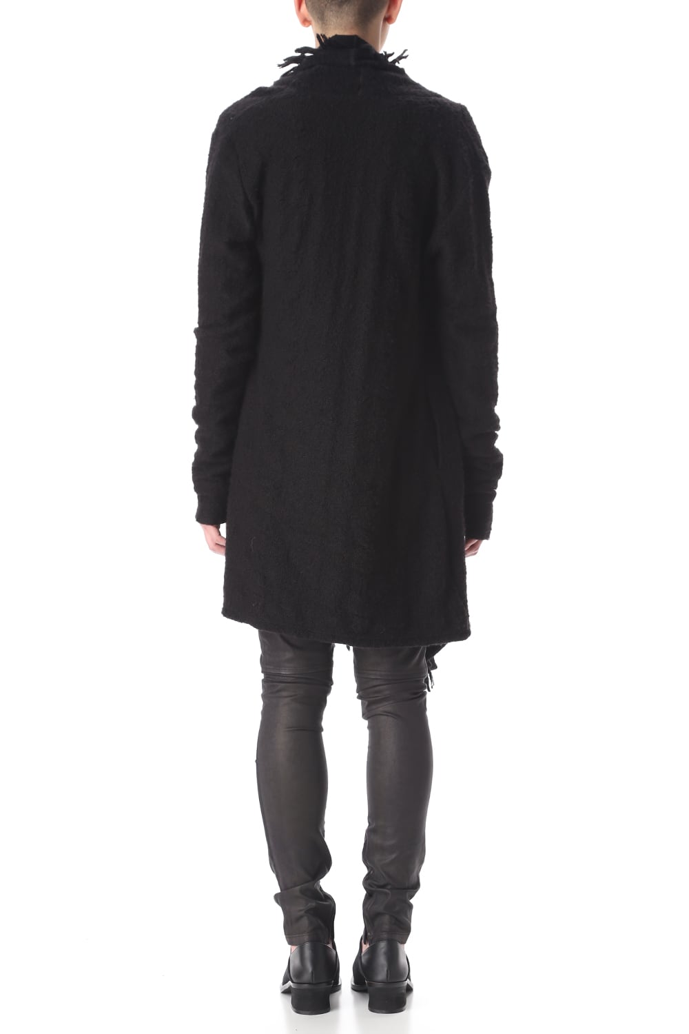 フリンジショールカーディガン ブラック×ブラック