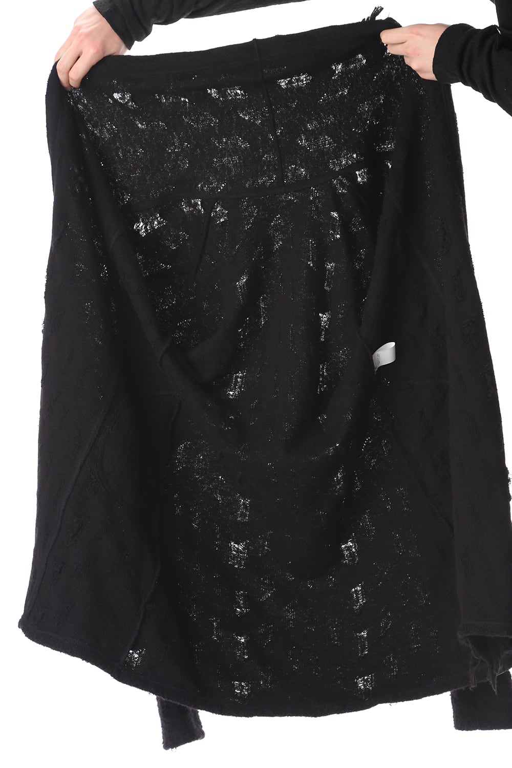 フリンジショールカーディガン ブラック×ブラック