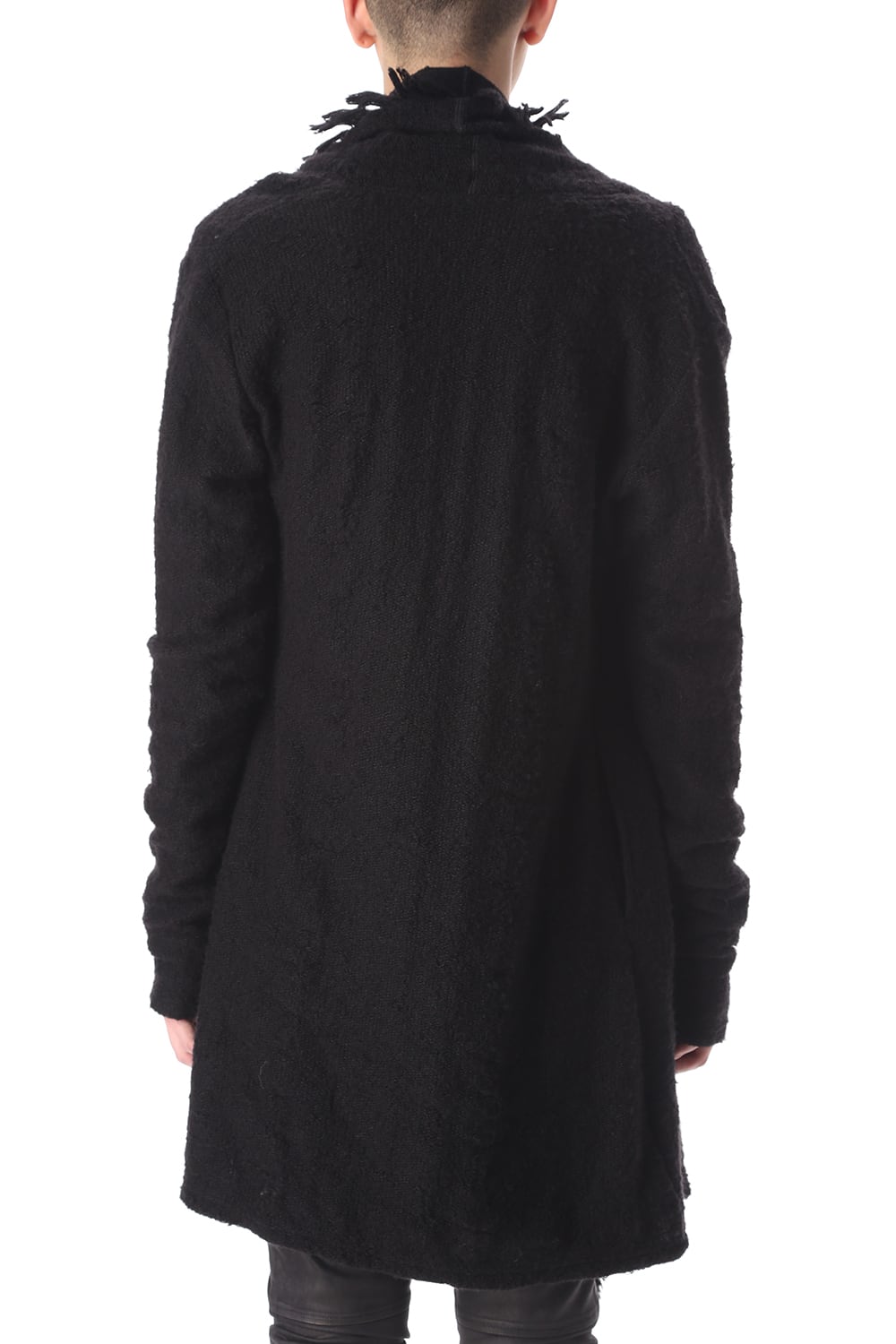 フリンジショールカーディガン ブラック×ブラック