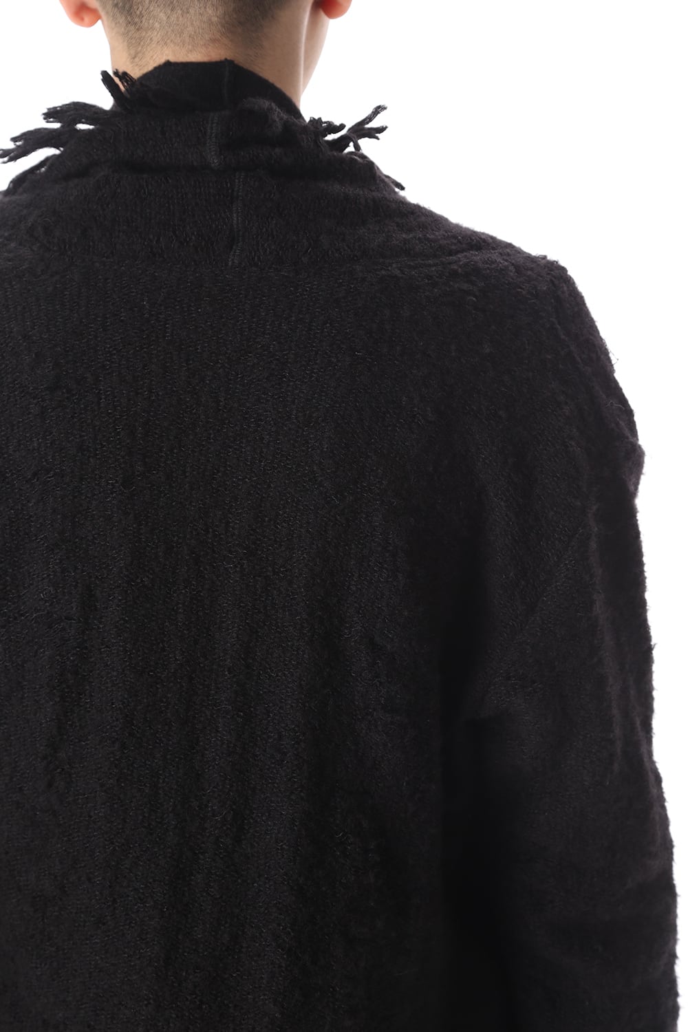 フリンジショールカーディガン ブラック×ブラック