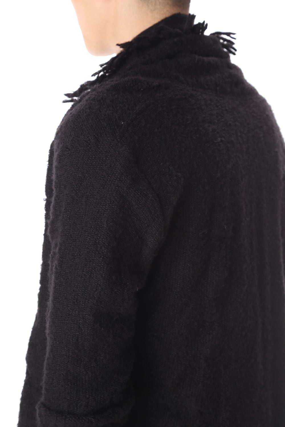 フリンジショールカーディガン ブラック×ブラック