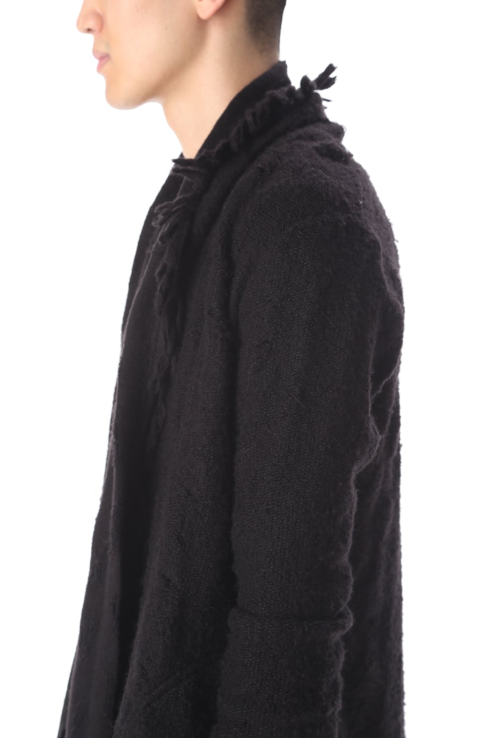 フリンジショールカーディガン ブラック×ブラック