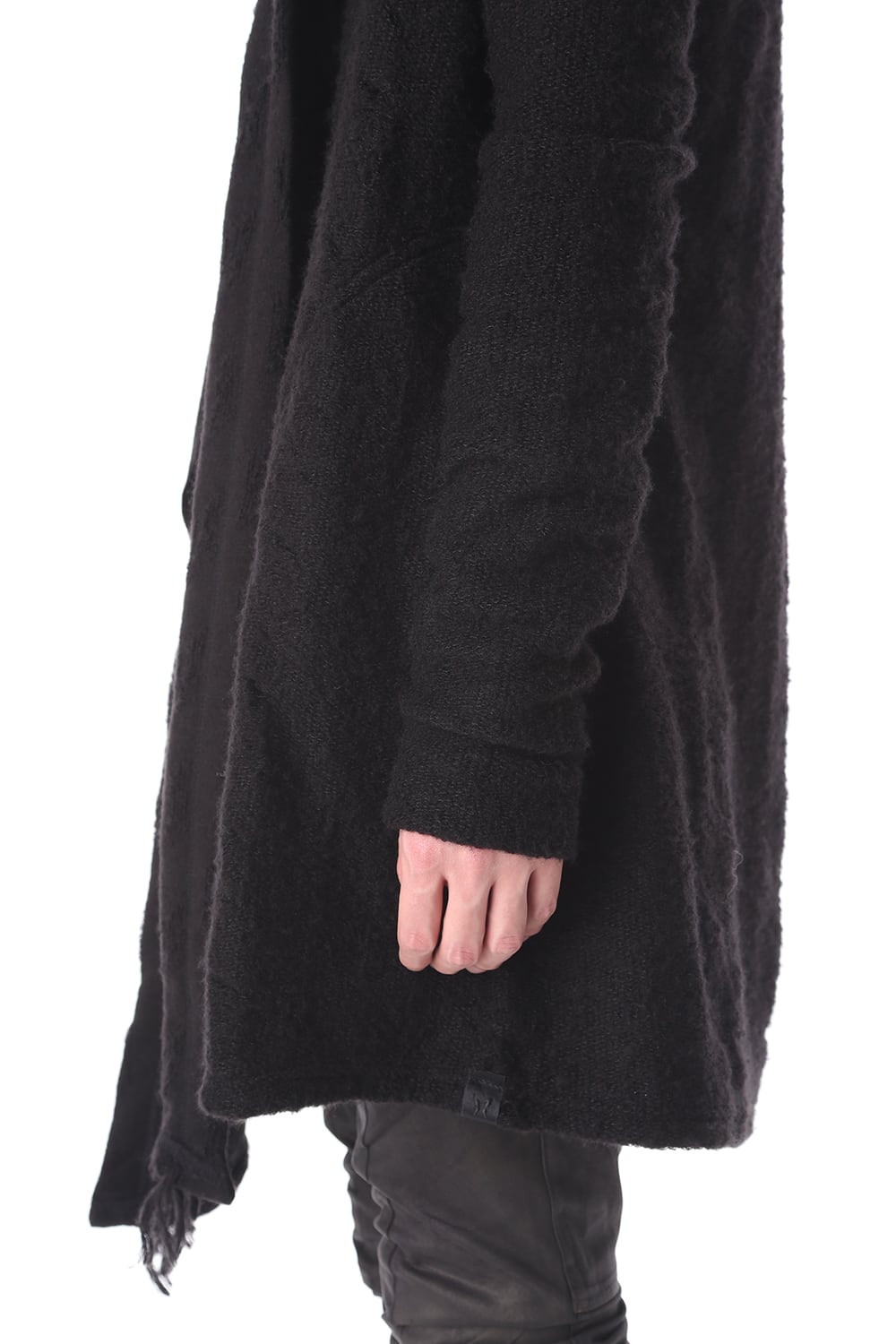 フリンジショールカーディガン ブラック×ブラック