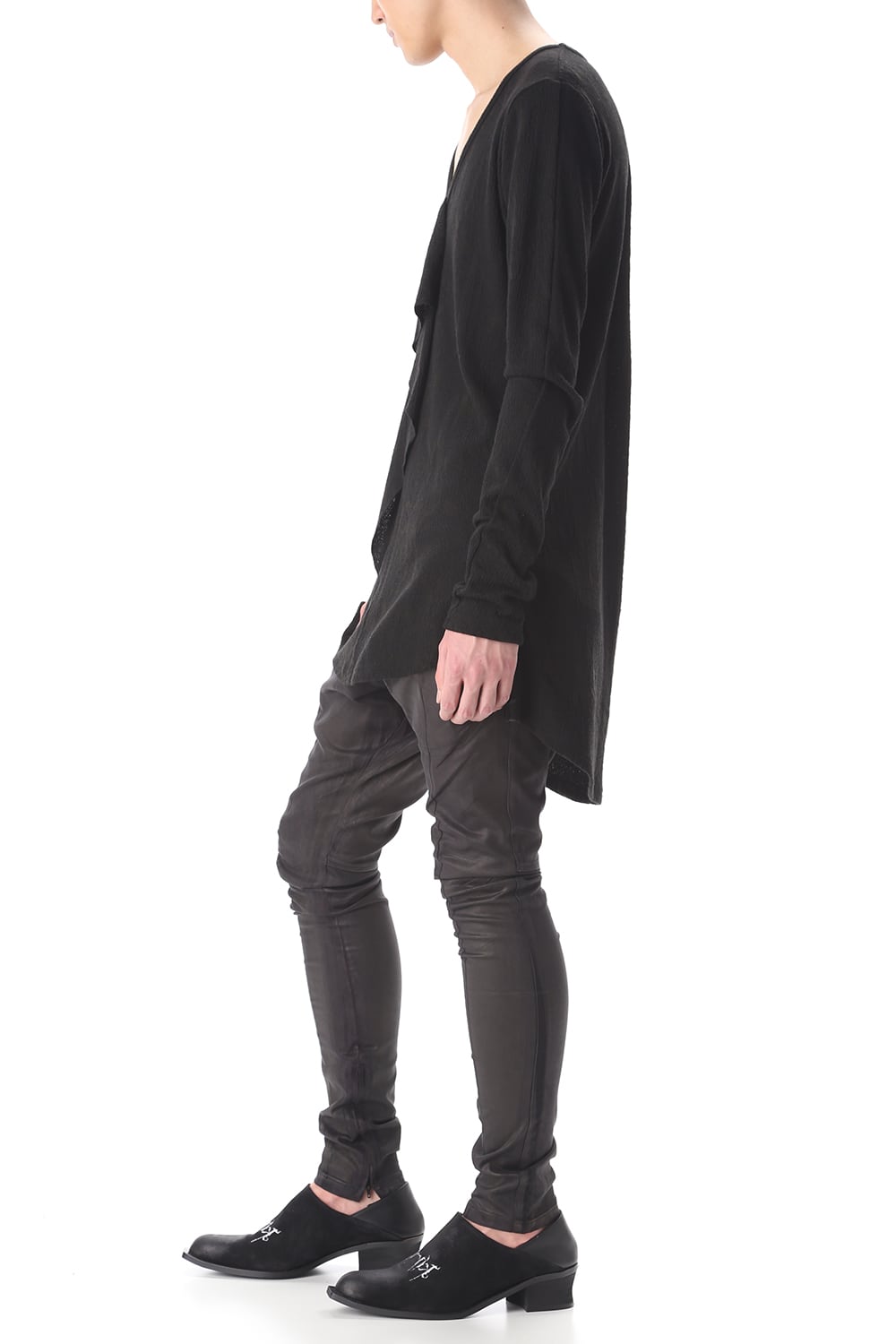 フリル Vネック Tシャツ ブラック