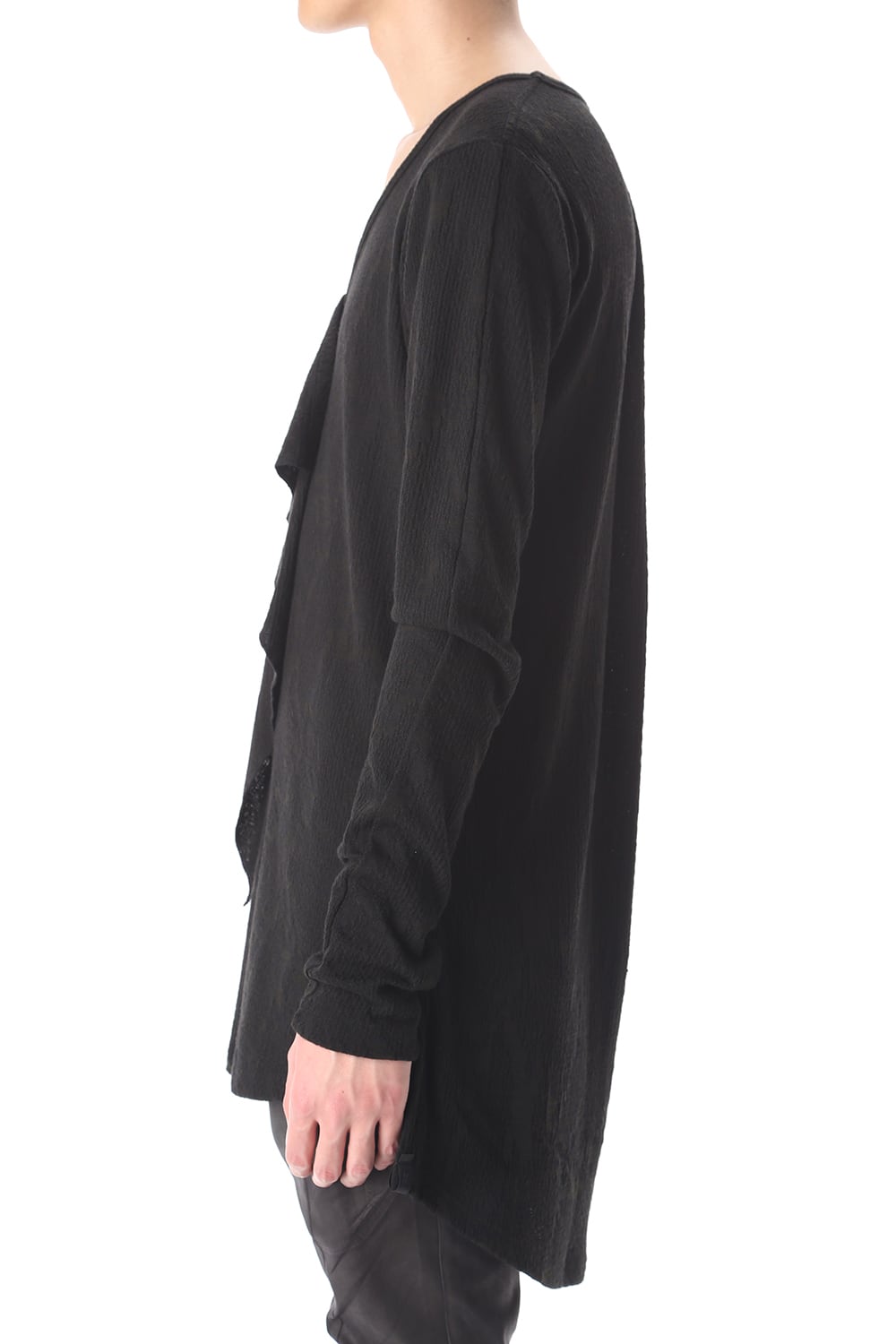 フリル Vネック Tシャツ ブラック