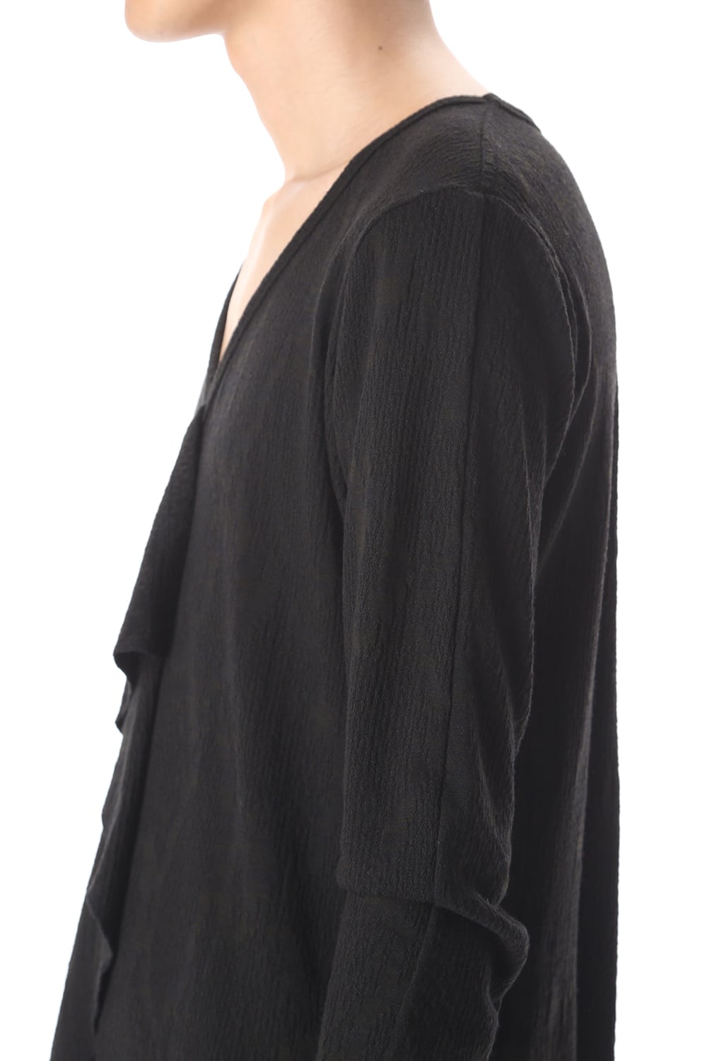 フリル Vネック Tシャツ ブラック