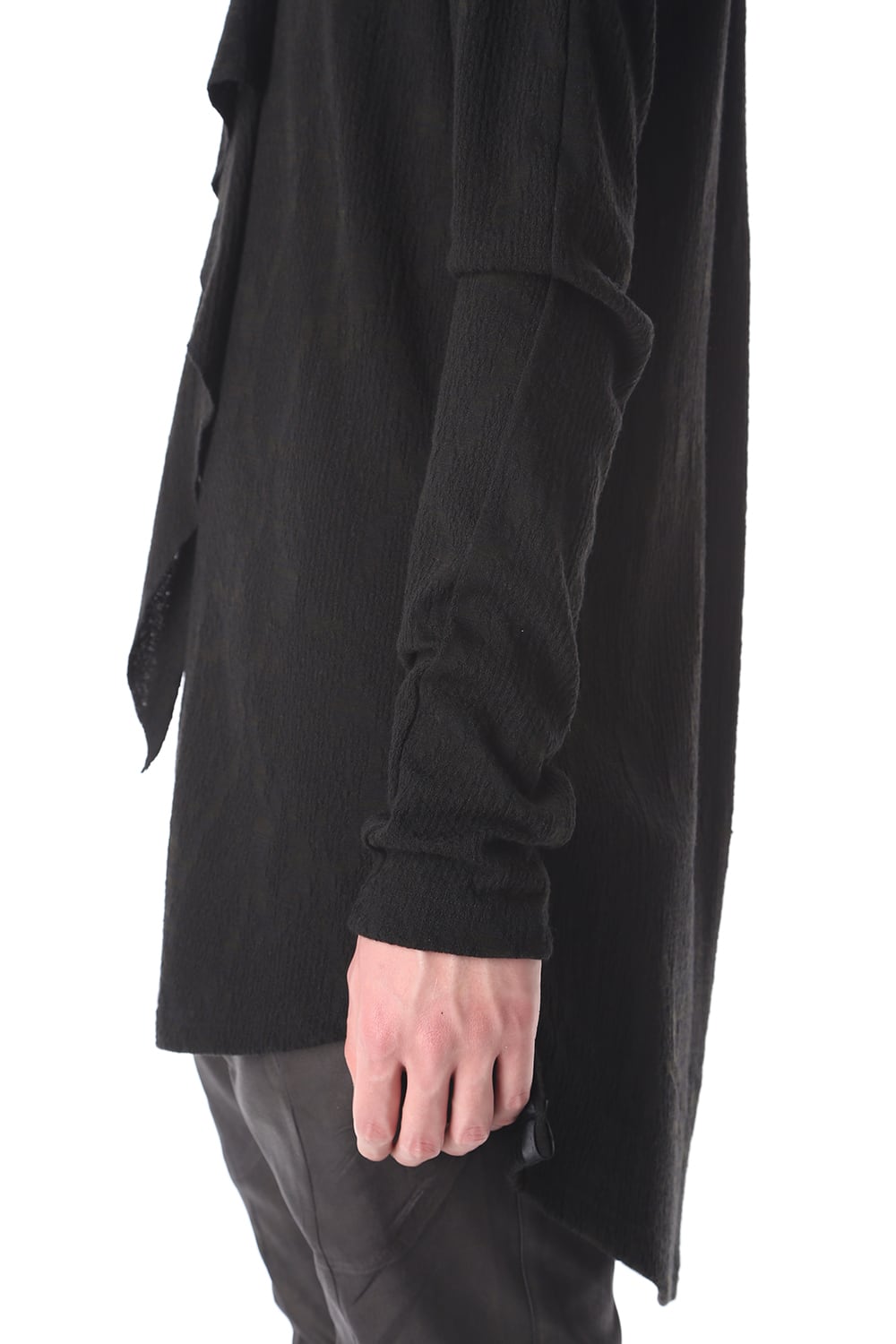 フリル Vネック Tシャツ ブラック