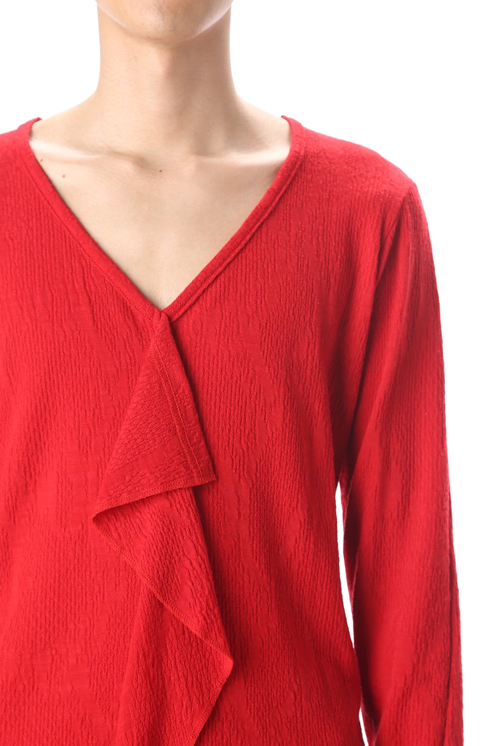 Frill Vneck T-Shirts Red