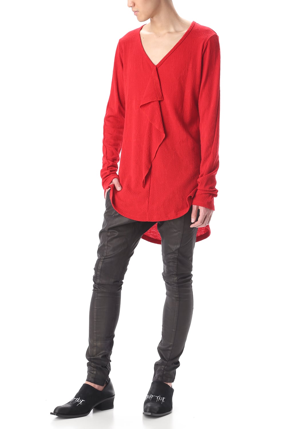 Frill Vneck T-Shirts Red