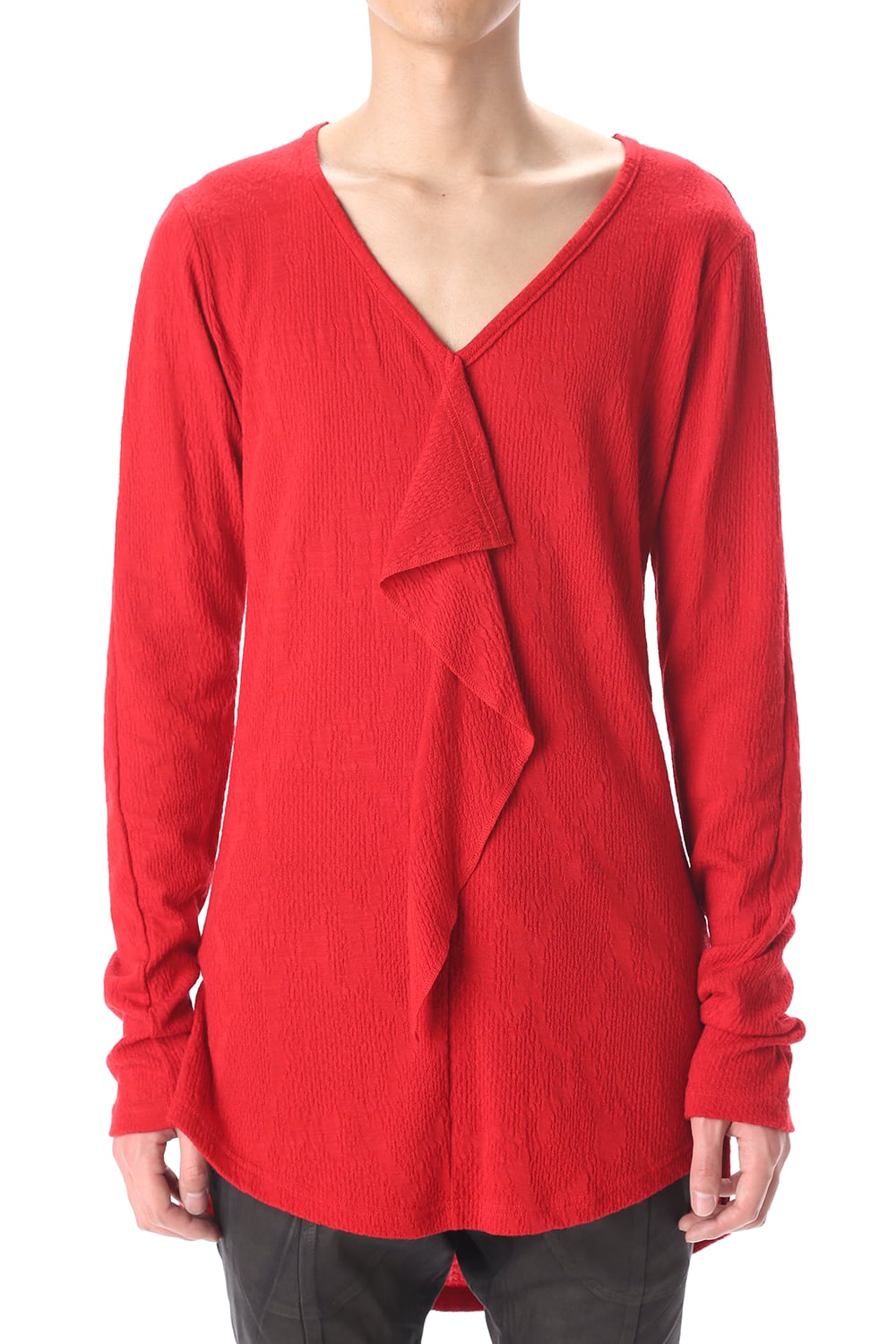 Frill Vneck T-Shirts Red