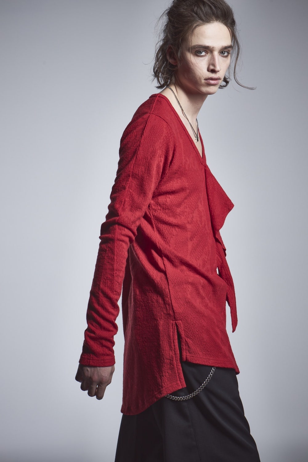 Frill Vneck T-Shirts Red