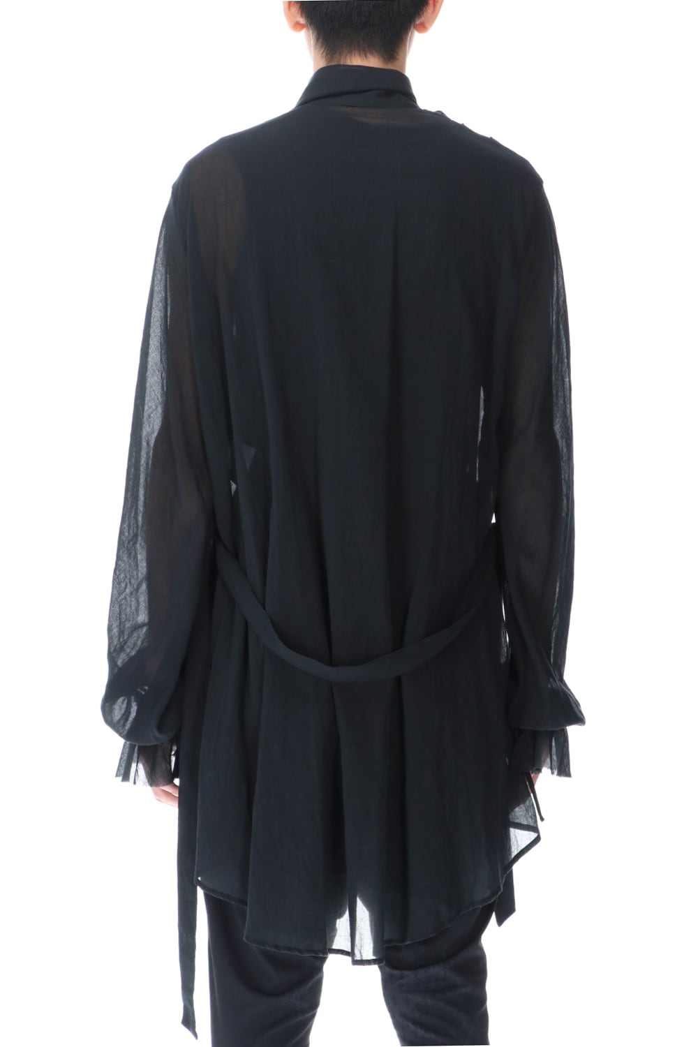 Shirring Sleeve Long Shirts Black
