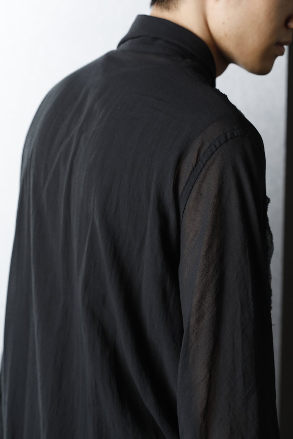 Shirring Sleeve Long Shirts Black