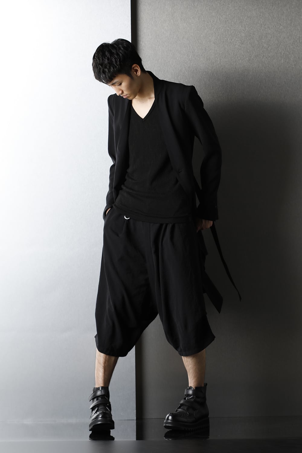 No Collar Flare Jacket Black