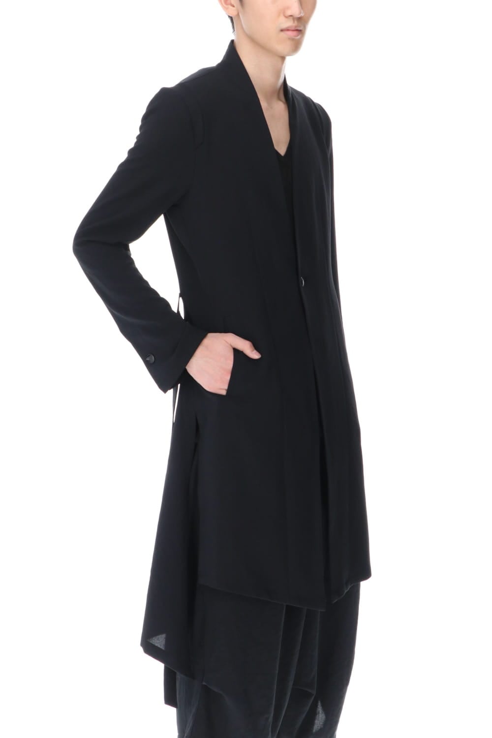 No Collar Flare Jacket Black