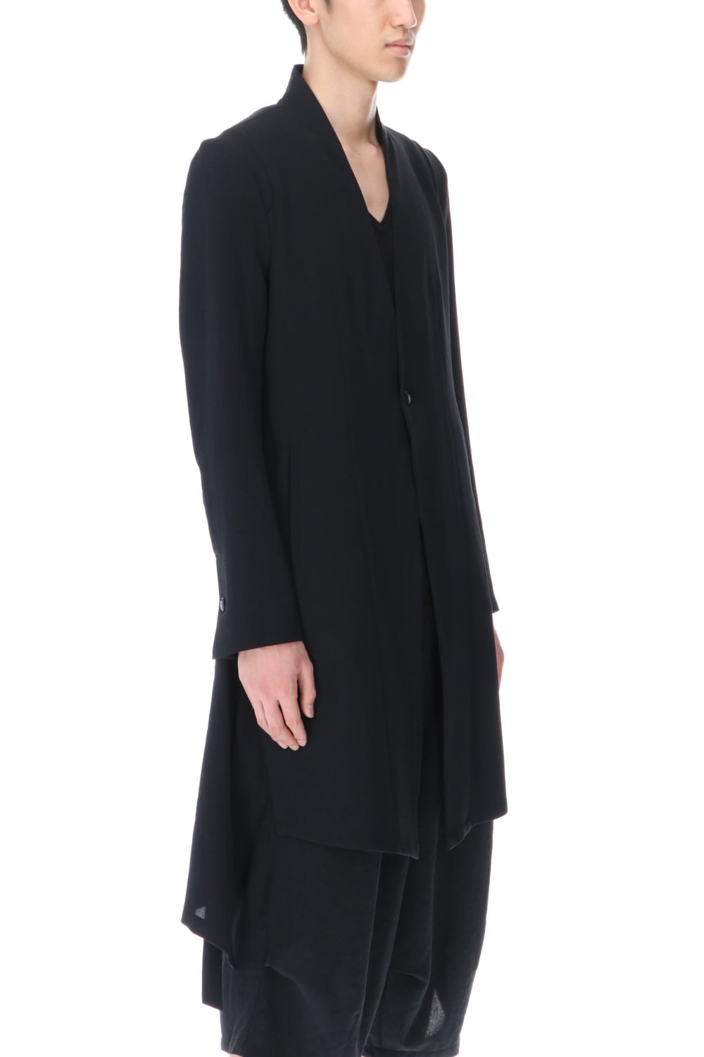 No Collar Flare Jacket Black