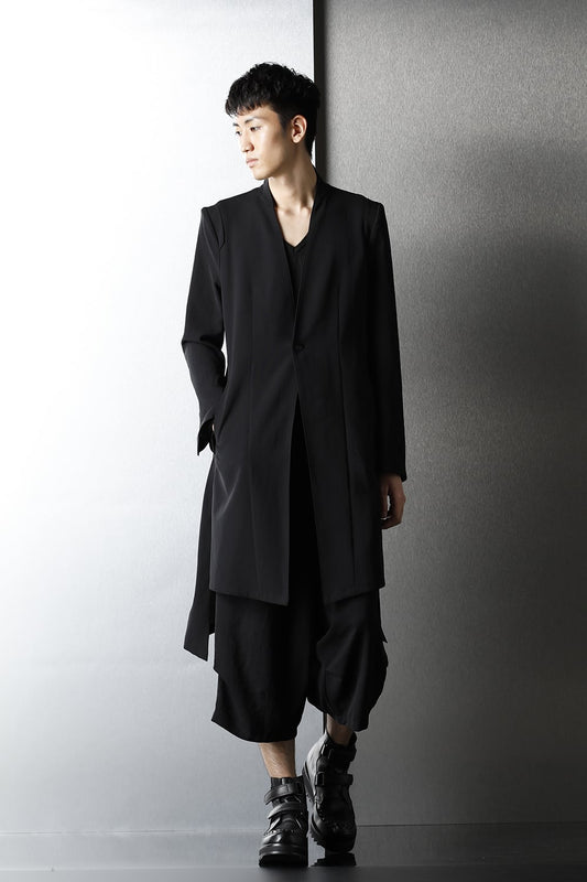 No Collar Flare Jacket Black