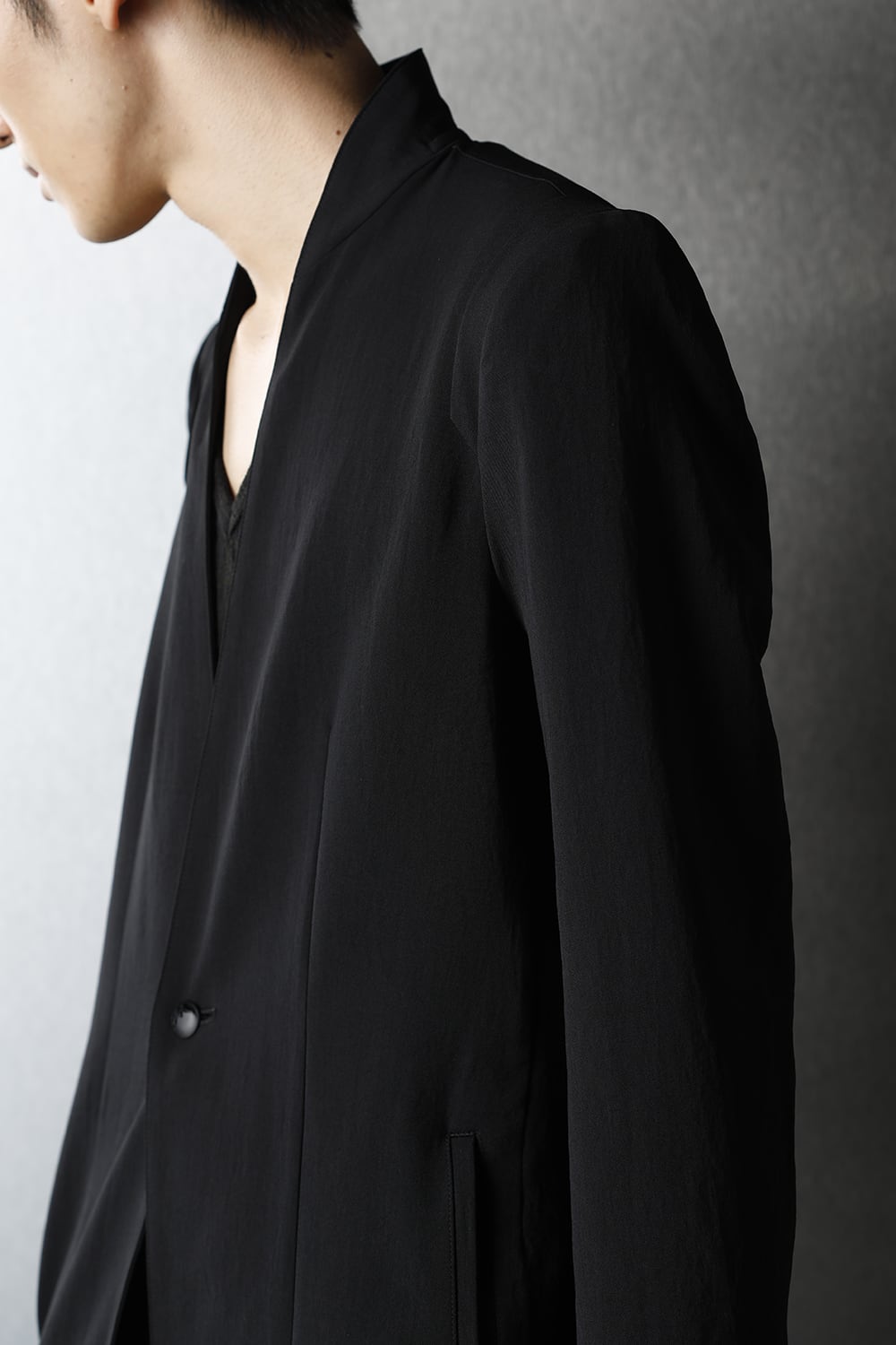No Collar Flare Jacket Black