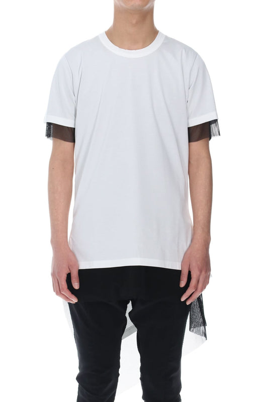 Layerd Asymme T-Shirts White×Black