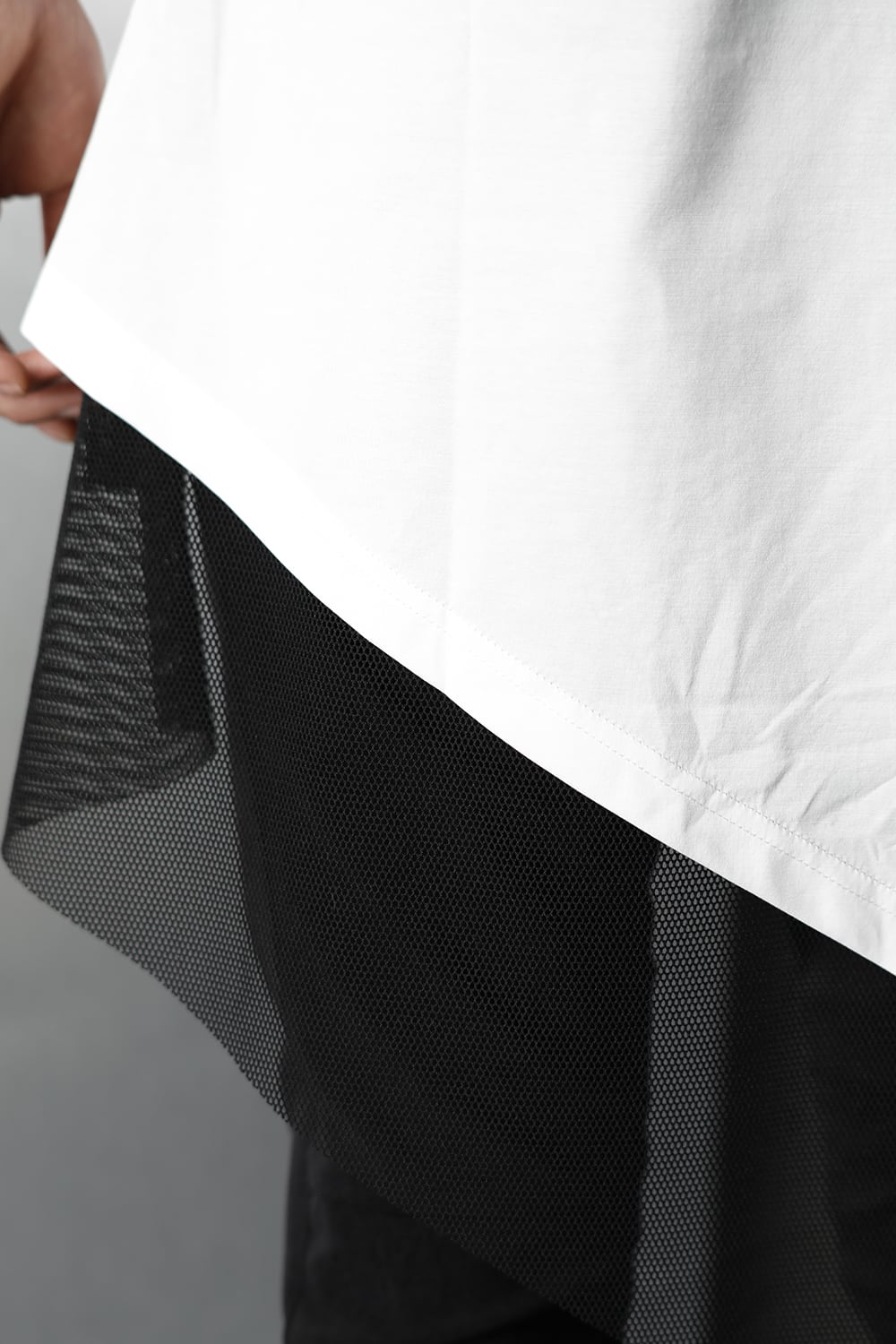 Layerd Asymme T-Shirts White×Black