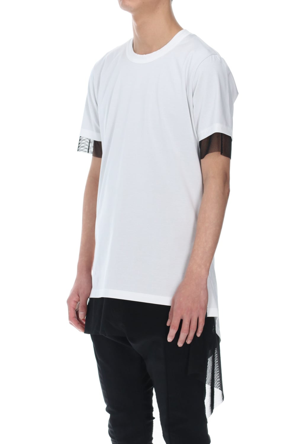 Layerd Asymme T-Shirts White×Black