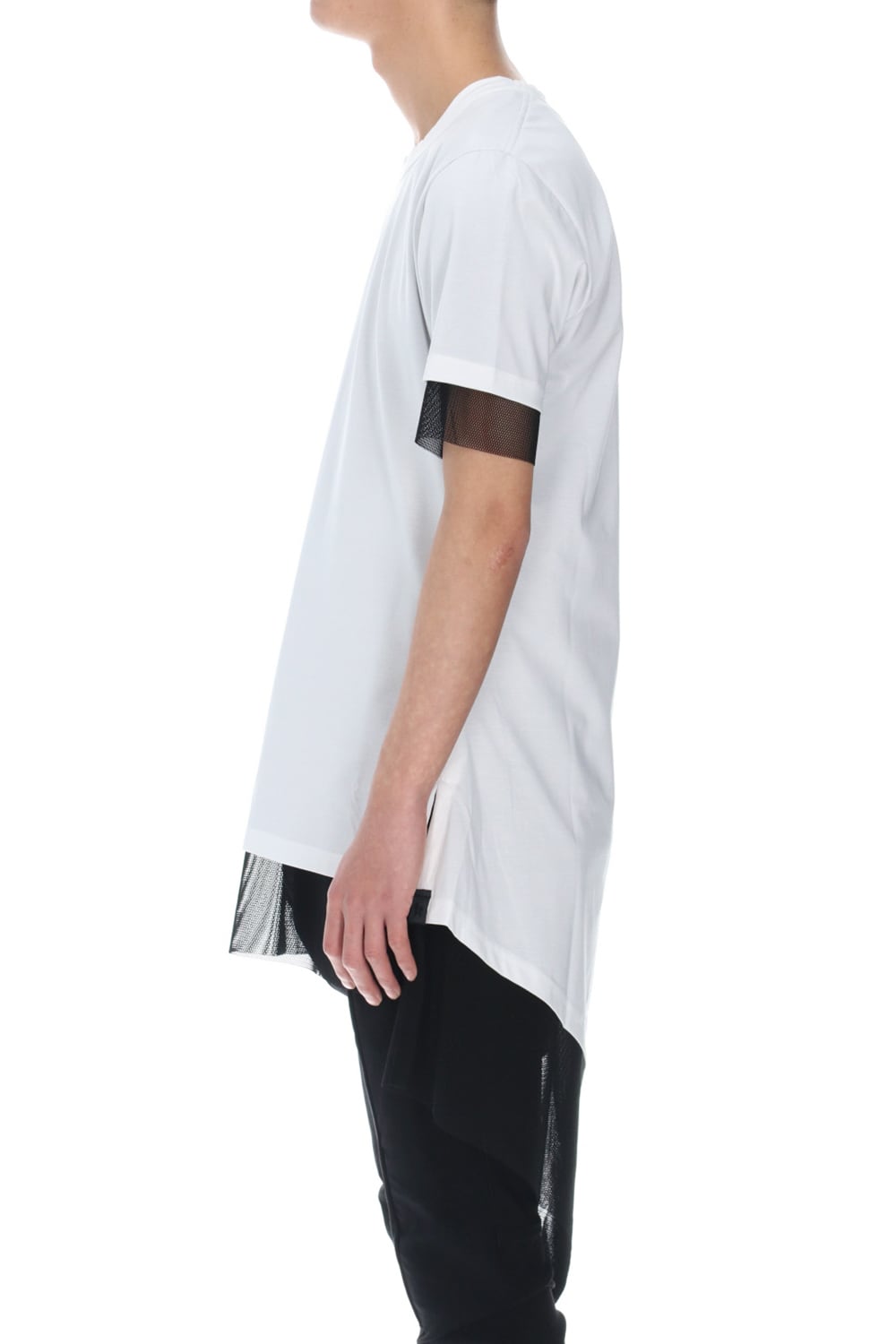 Layerd Asymme T-Shirts White×Black