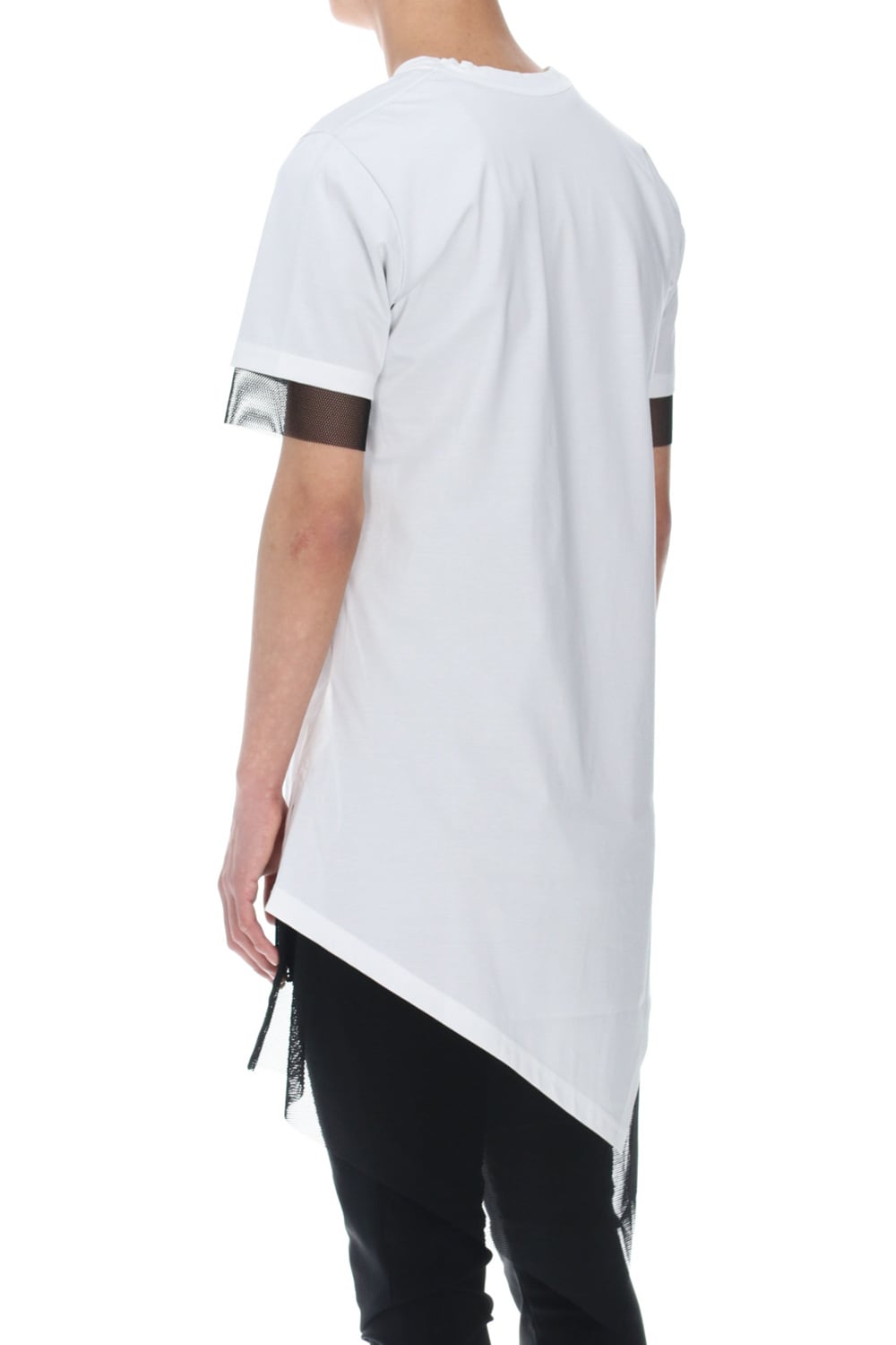 Layerd Asymme T-Shirts White×Black