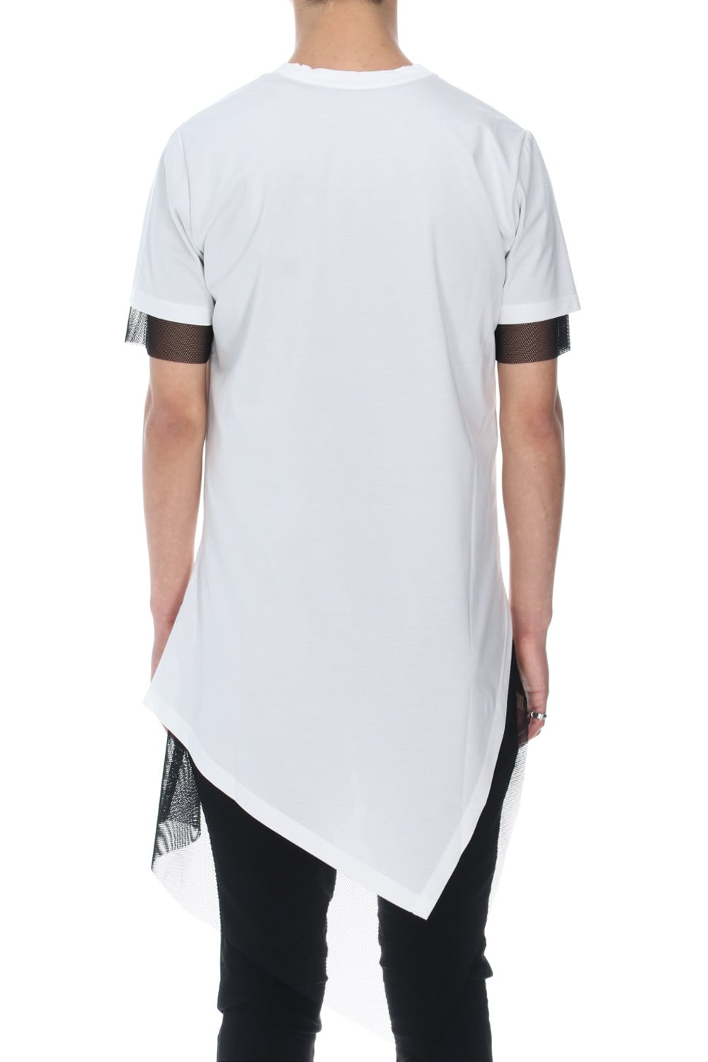 Layerd Asymme T-Shirts White×Black