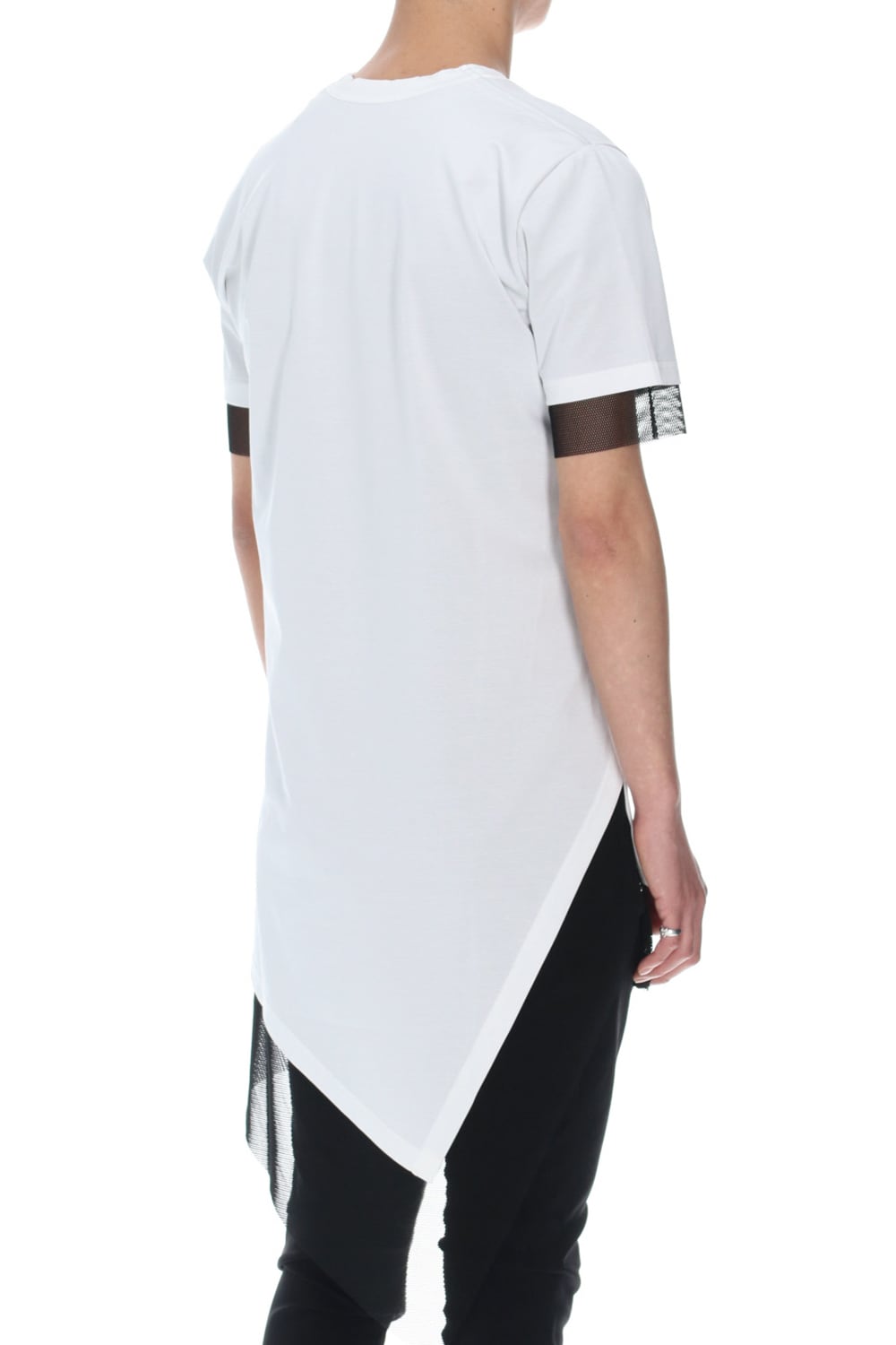 Layerd Asymme T-Shirts White×Black