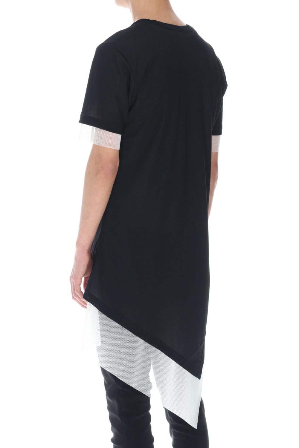Layerd Asymme T-Shirts Black×White