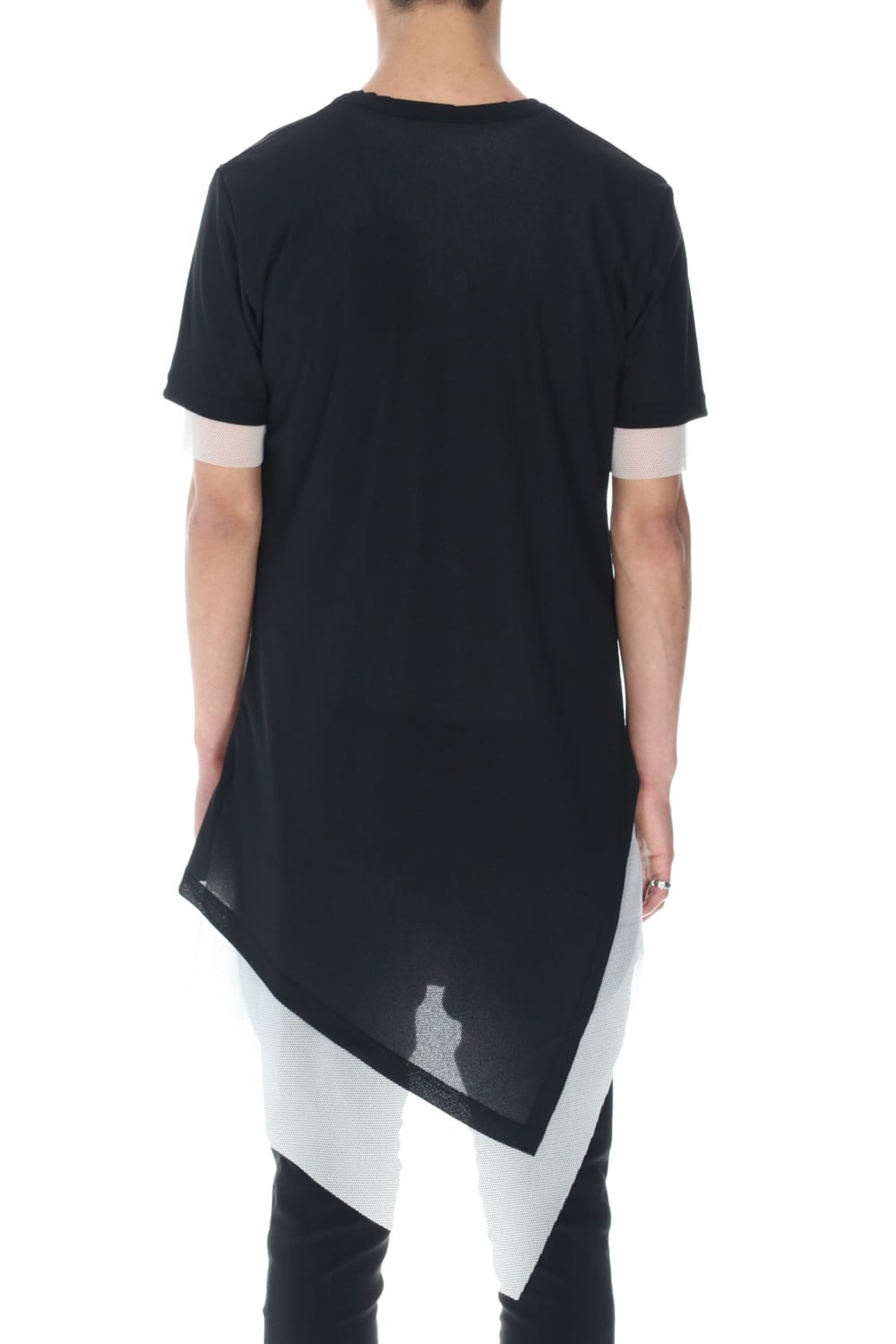 Layerd Asymme T-Shirts Black×White