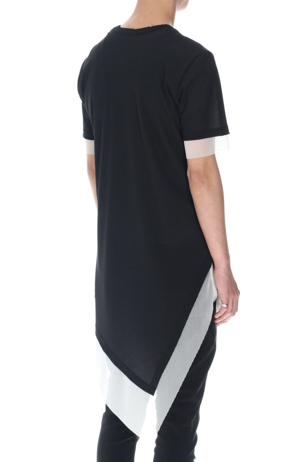 Layerd Asymme T-Shirts Black×White
