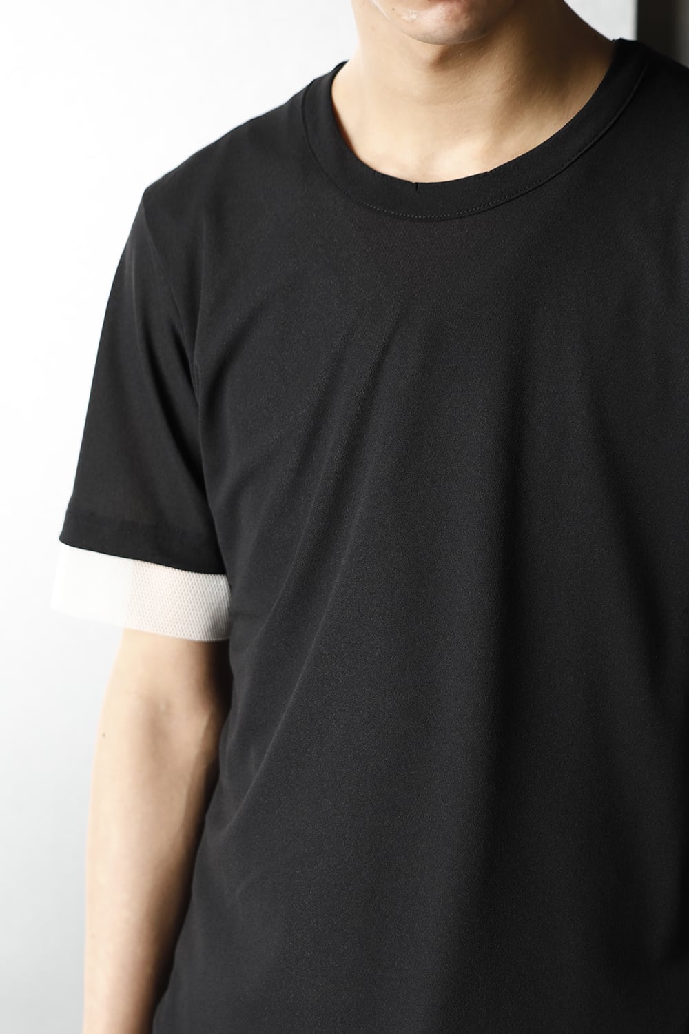 Layerd Asymme T-Shirts Black×White