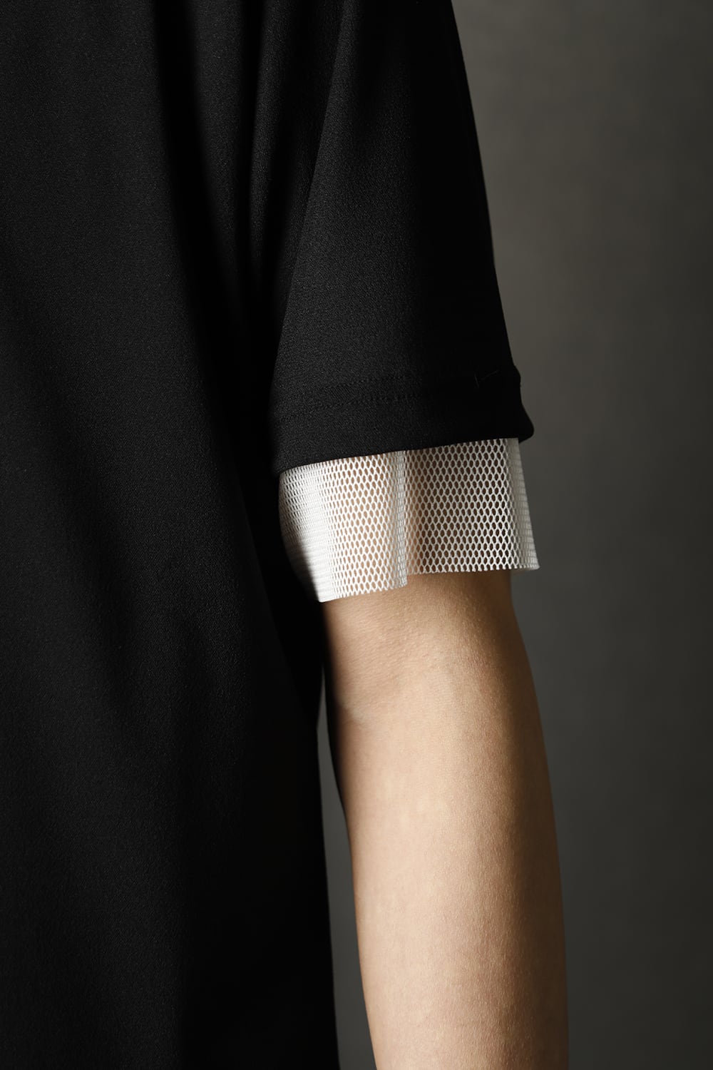 Layerd Asymme T-Shirts Black×White