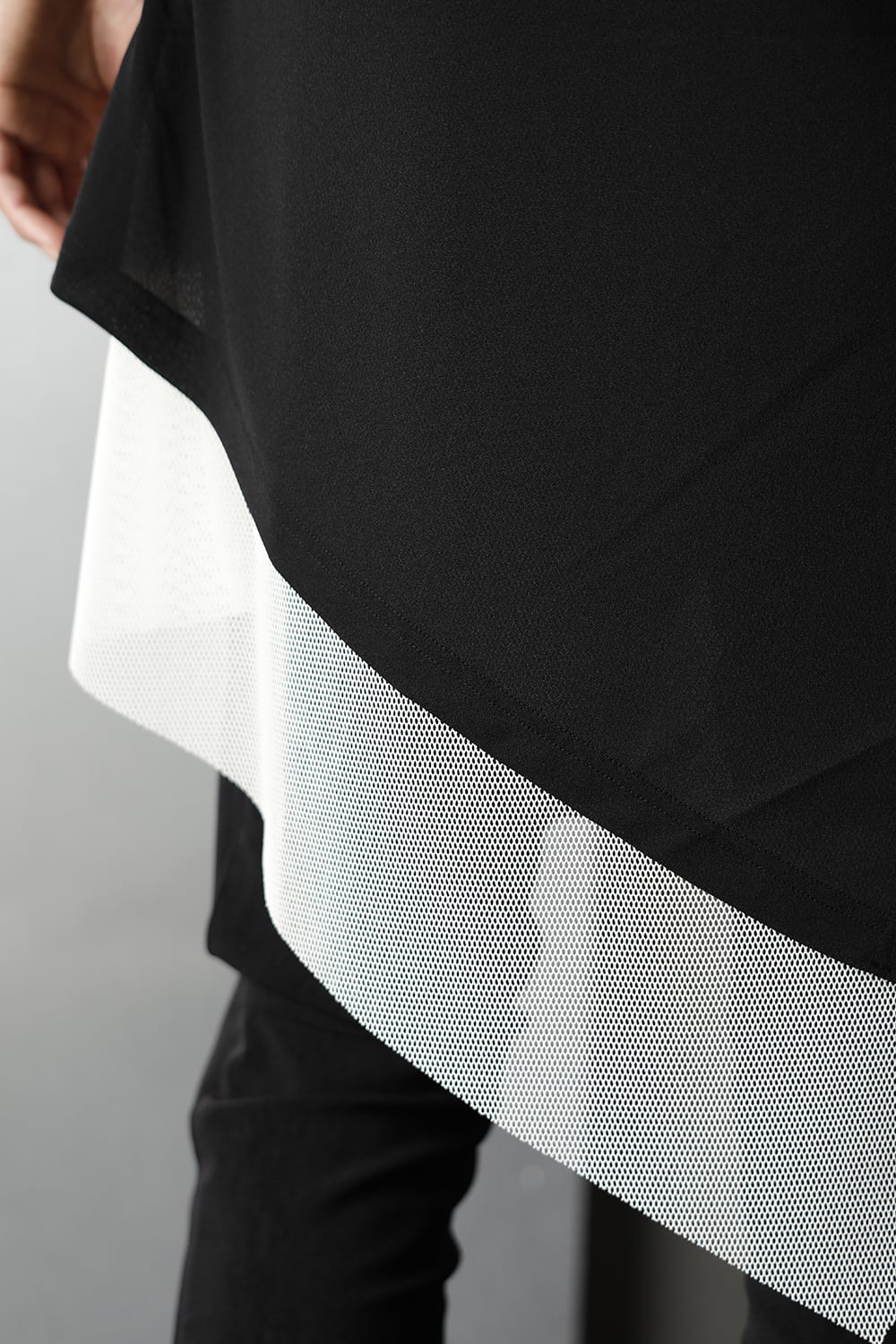Layerd Asymme T-Shirts Black×White