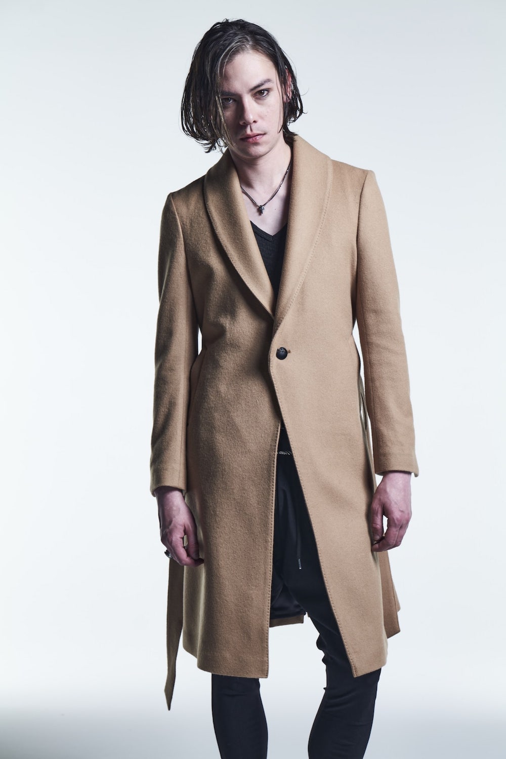 Shawl Collar Coat Camel