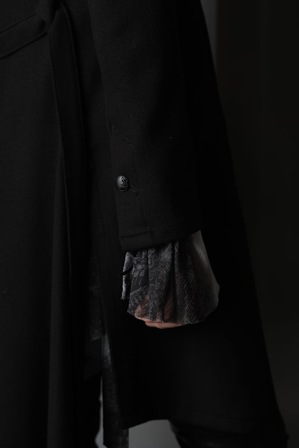 No Collar Flare Jacket Black